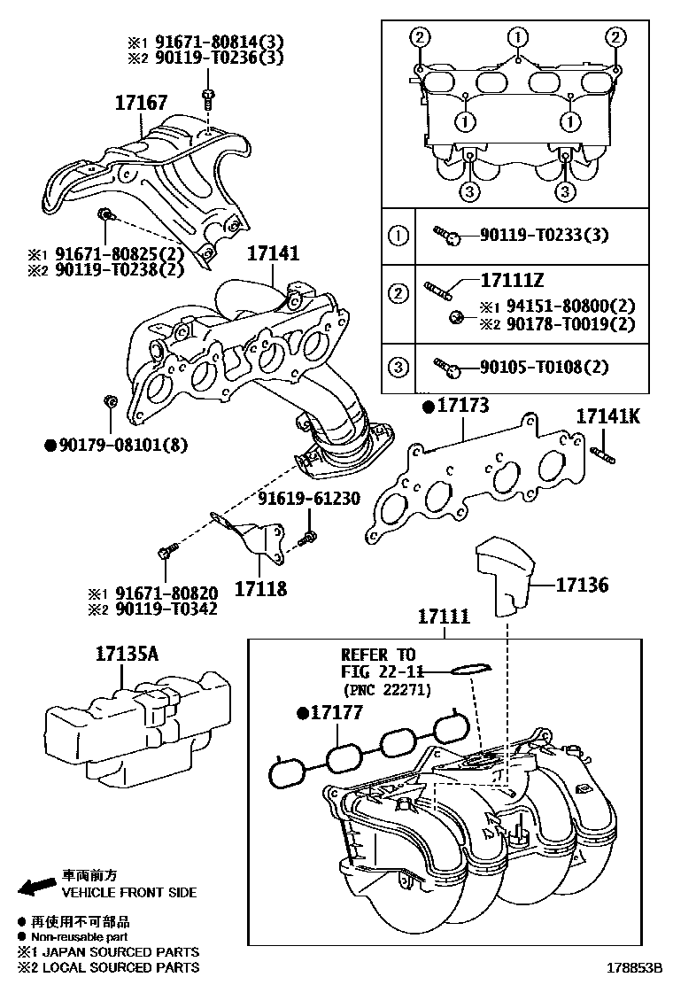 Toyota HILUX Manifold EPC diagram — 178853B