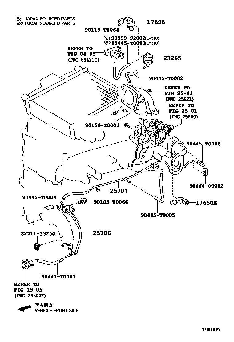 Toyota HILUX vacuum tube EPC diagram — 178838A