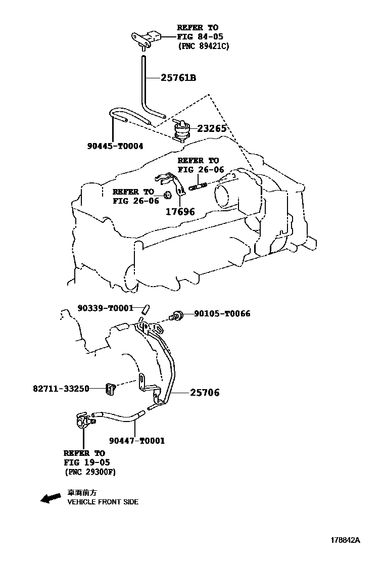 Toyota HILUX vacuum tube EPC diagram — 178842A