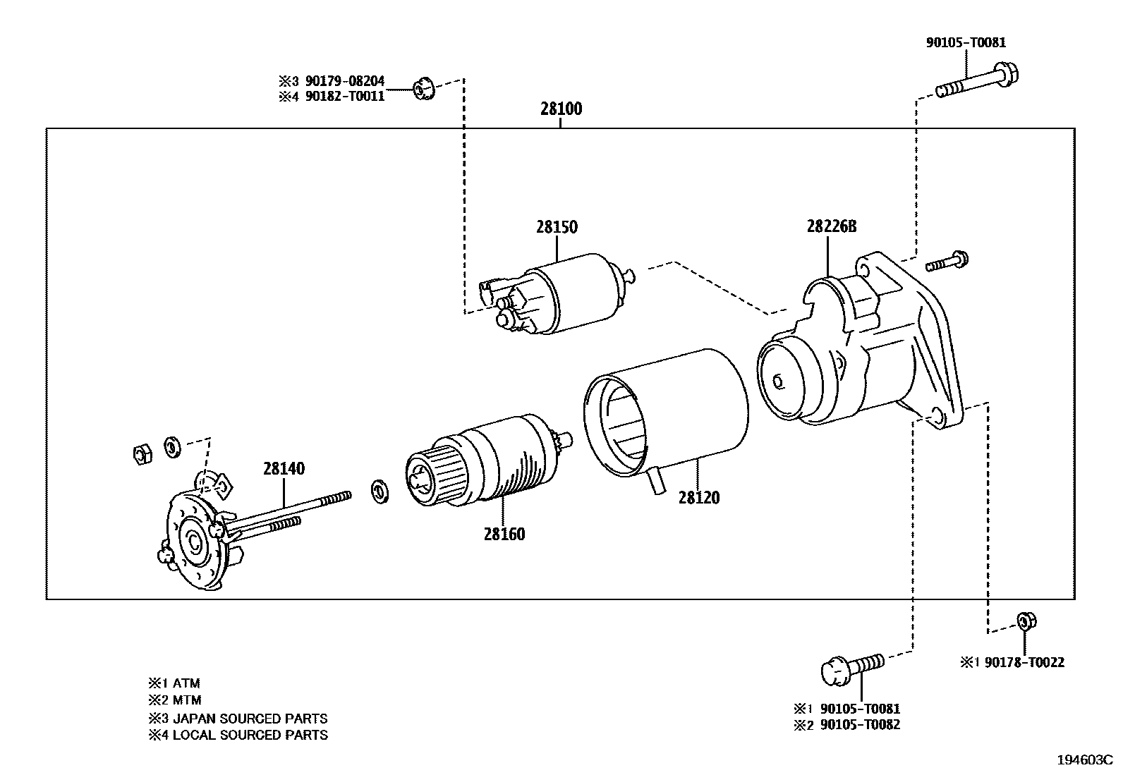Toyota HILUX 起动机 EPC diagram — 194603C