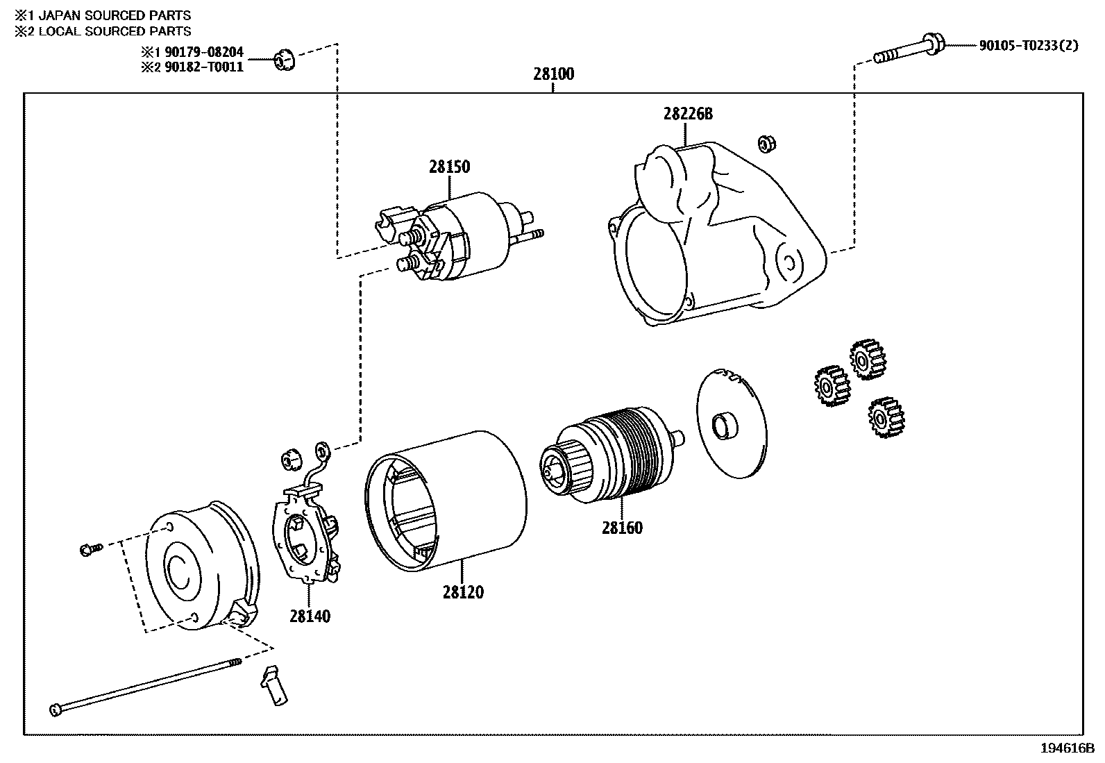 Toyota HILUX 起动机 EPC diagram — 194616B