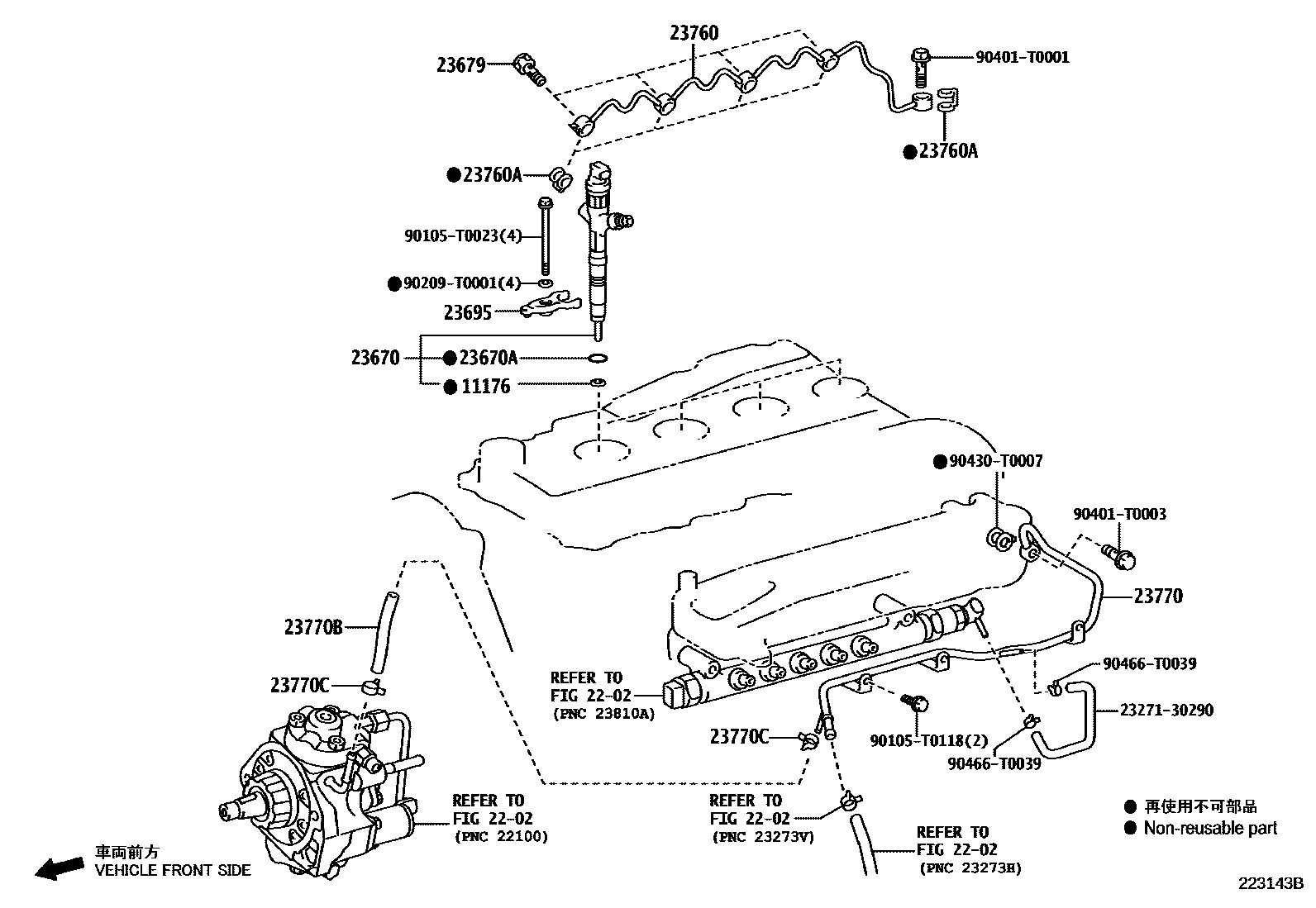 Toyota HILUX 喷油嘴 EPC diagram — 223143B