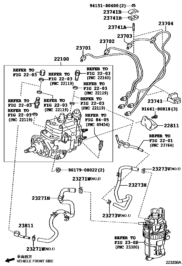 Toyota HILUX 喷油泵总成 EPC diagram — 223250A