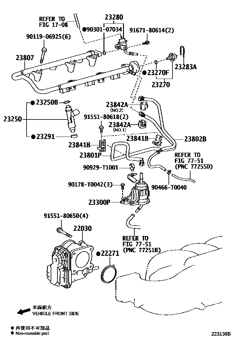 Toyota HILUX 燃油喷射系统 EPC diagram — 223136B