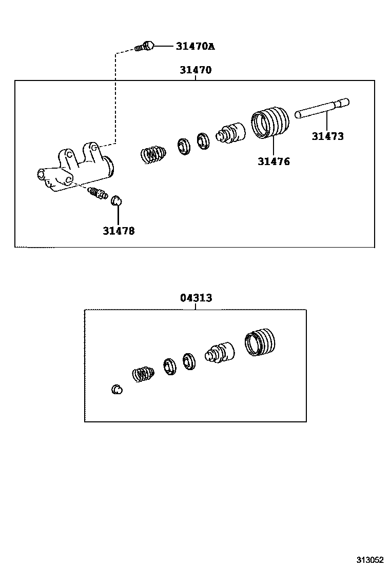 Toyota HILUX 离合器分离缸 EPC diagram — 313052