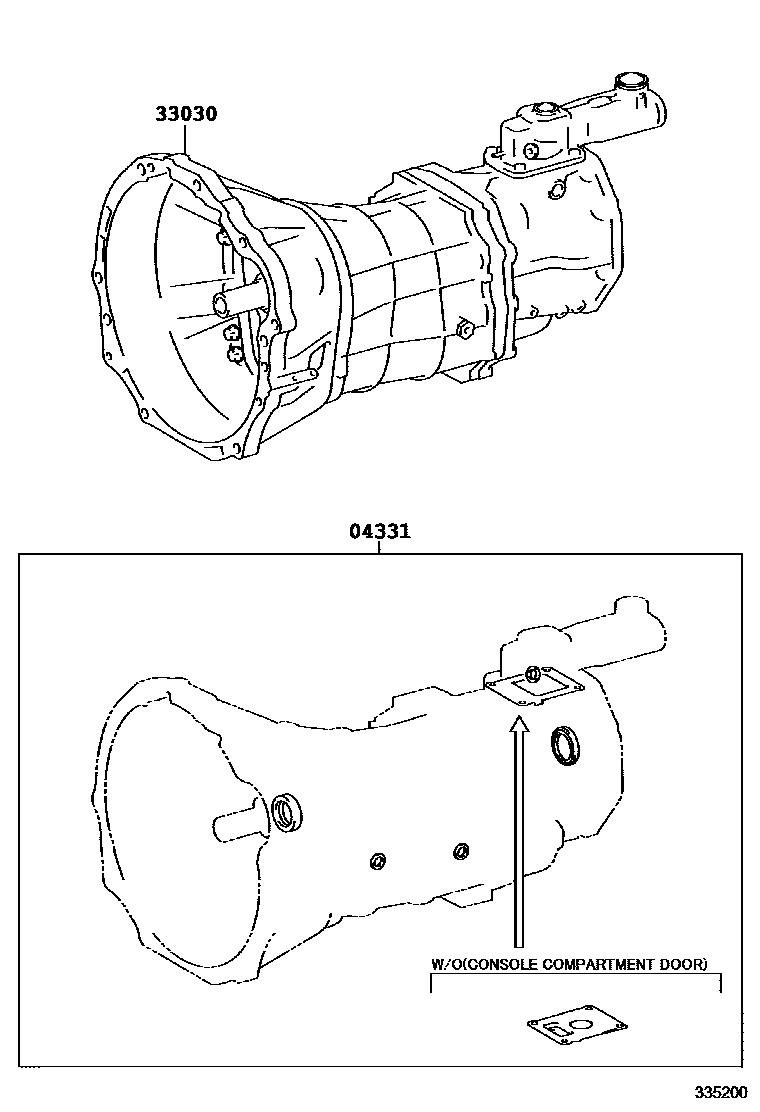 Toyota HILUX 传动桥或变速器总成和衬垫组件(MTM) EPC diagram — 335200