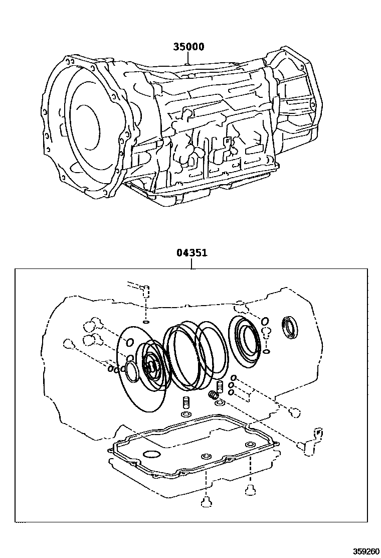 Toyota HILUX 传动桥或变速器总成和衬垫组件(ATM) EPC diagram — 359260