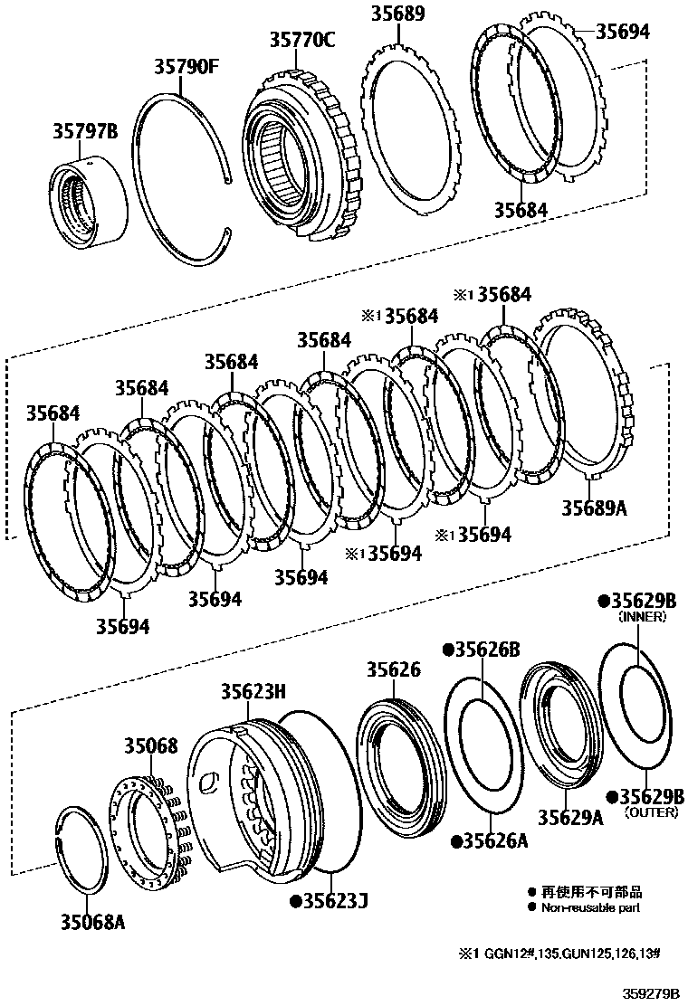 Toyota HILUX 3号制动器、一档和倒档制动器(ATM) EPC diagram — 359279B