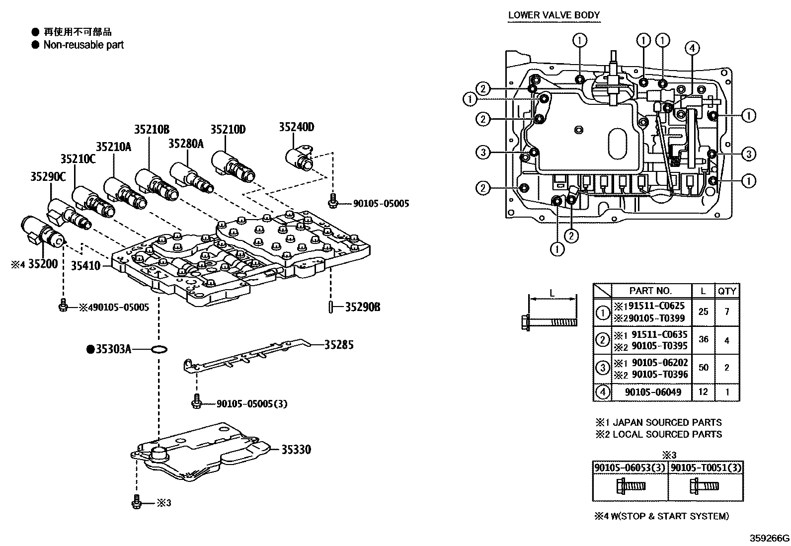 Toyota HILUX 阀体和滤油网(ATM) EPC diagram — 359266G