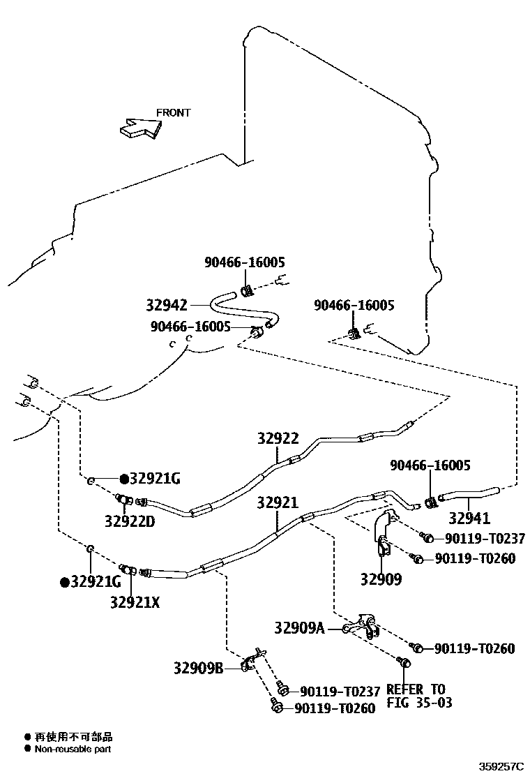 Toyota HILUX 变速器油冷却器和配管(ATM) EPC diagram — 359257C