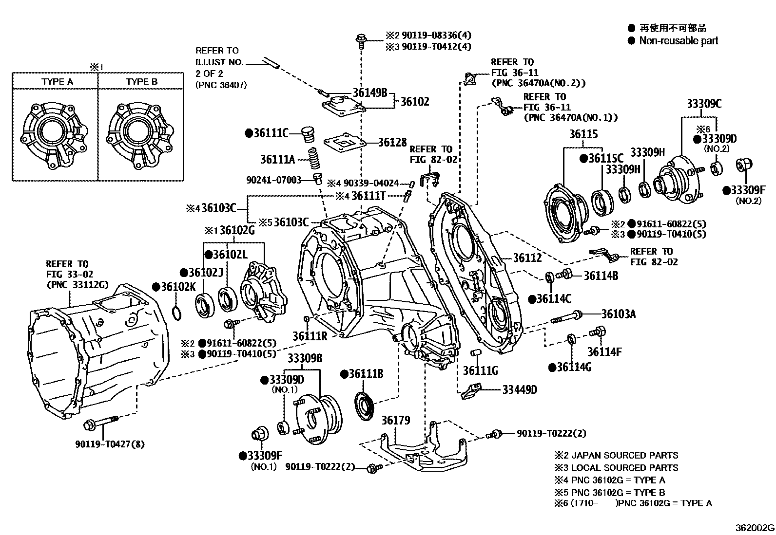 Toyota HILUX Transfer Case & Extension Housing EPC diagram — 362002G