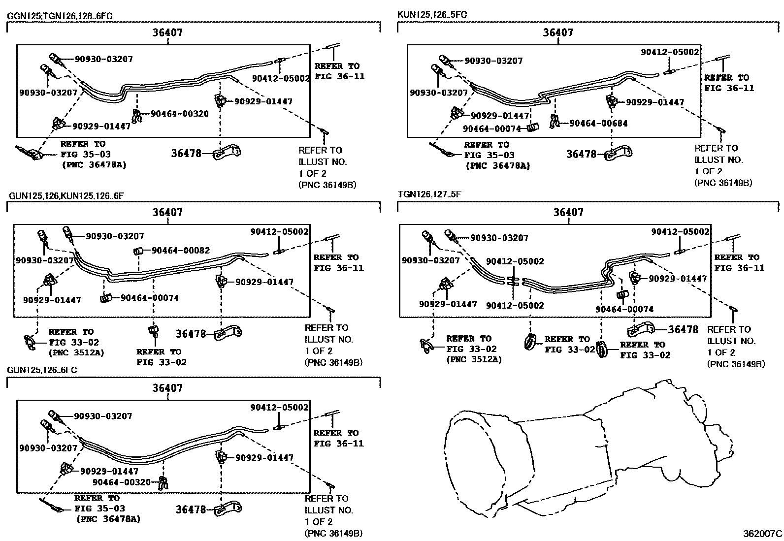 Toyota HILUX Transfer Case & Extension Housing EPC diagram — 362007C