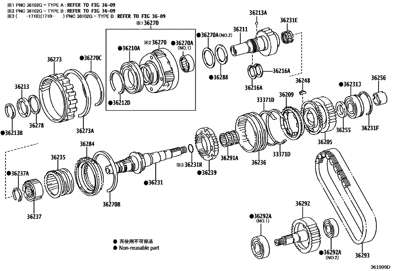 Toyota HILUX Transfer Gear EPC diagram — 361999D