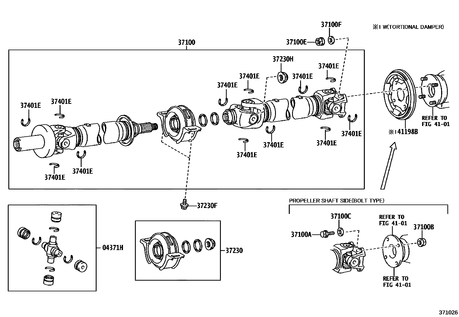 Toyota HILUX Propeller Shaft & Universal Joint EPC diagram — 371026