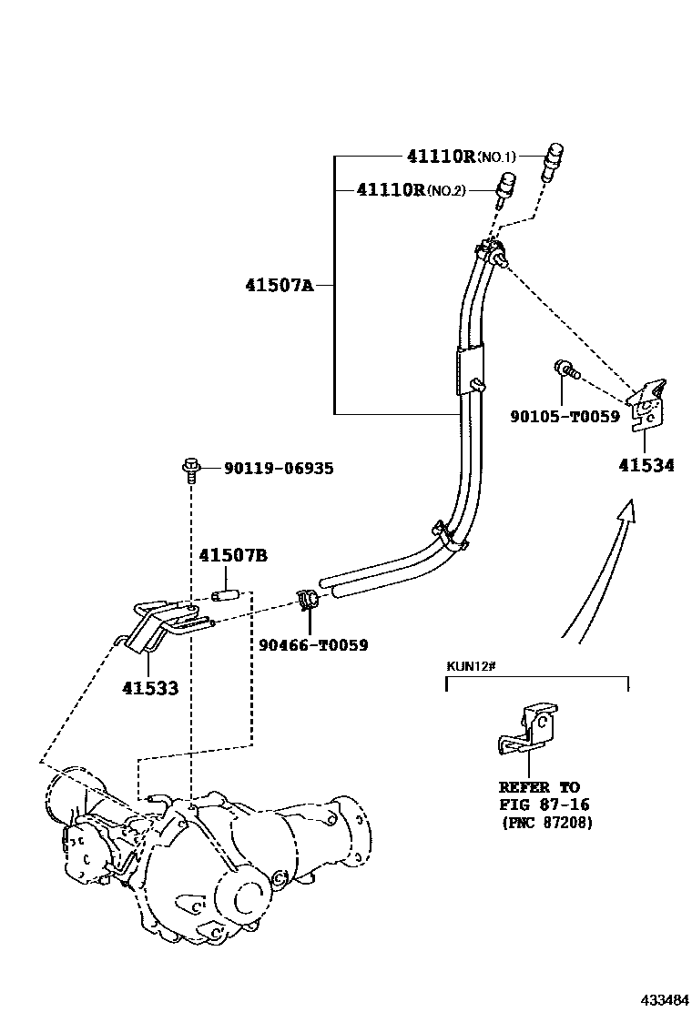 Toyota HILUX 前桥壳和差速器 EPC diagram — 433484