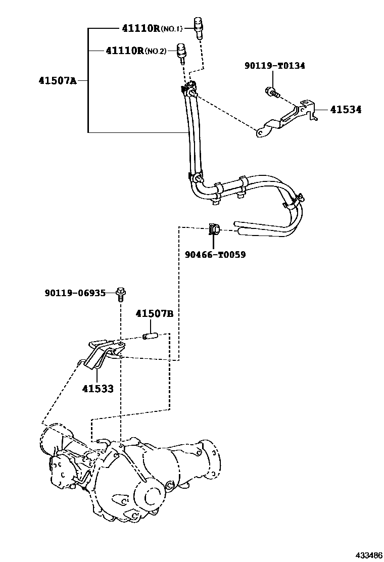 Toyota HILUX 前桥壳和差速器 EPC diagram — 433486