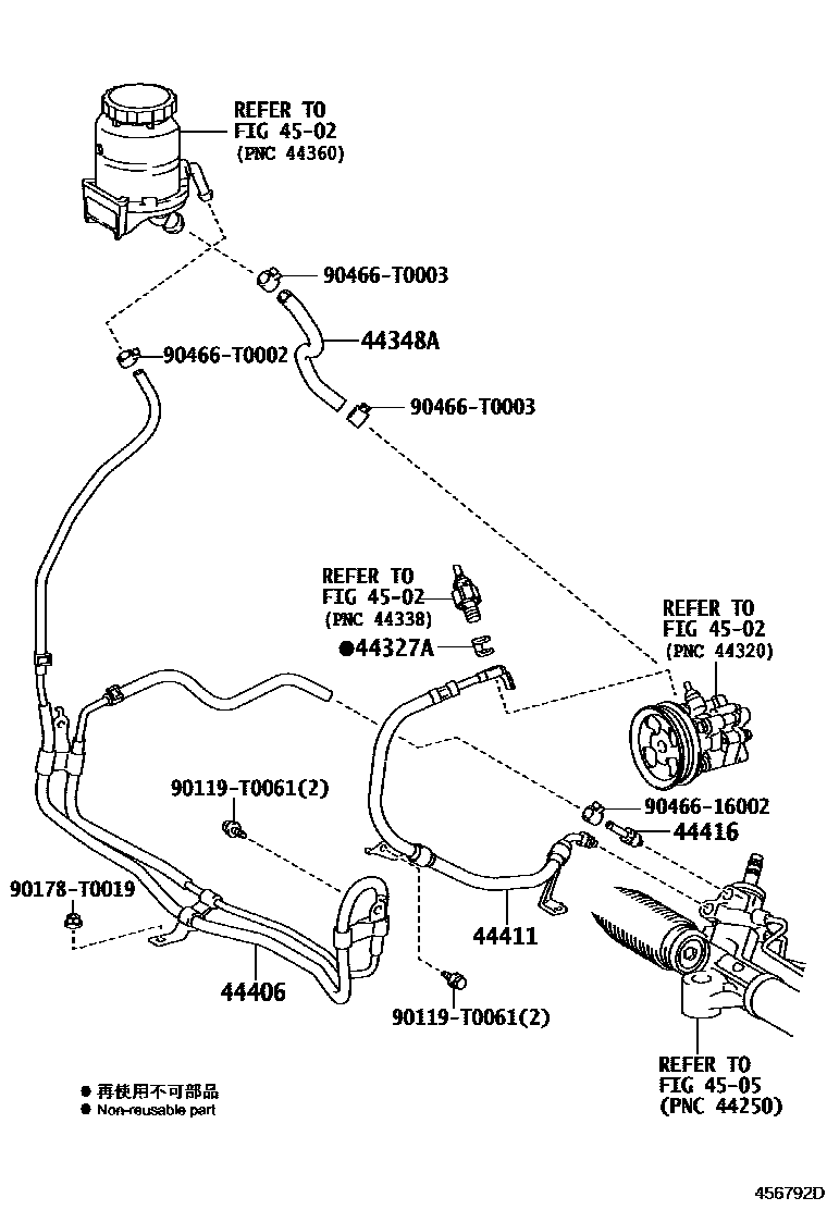 Toyota HILUX 动力转向配管 EPC diagram — 456792D