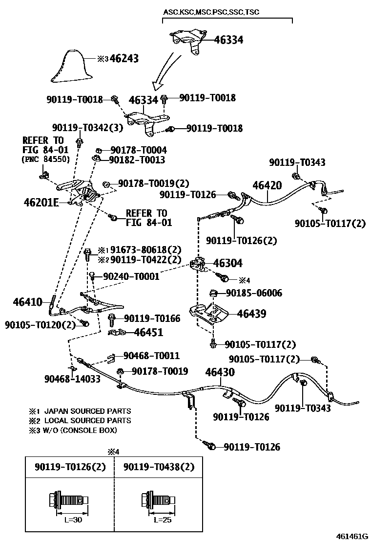 Toyota HILUX Parking Brake & Cable EPC diagram — 461461G