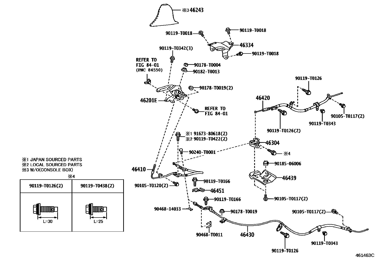 Toyota HILUX Parking Brake & Cable EPC diagram — 461463C