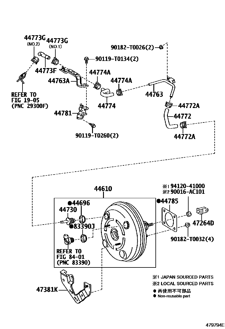Toyota HILUX 制动助力器和真空管 EPC diagram — 479794E