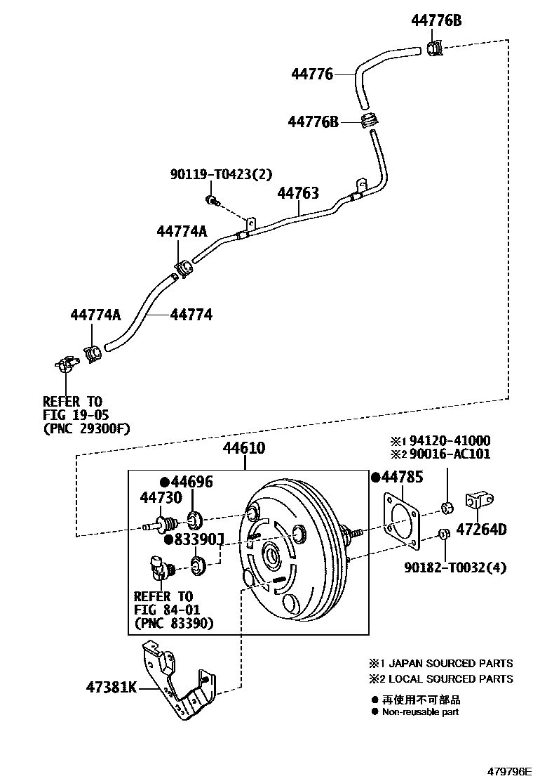 Toyota HILUX 制动助力器和真空管 EPC diagram — 479796E