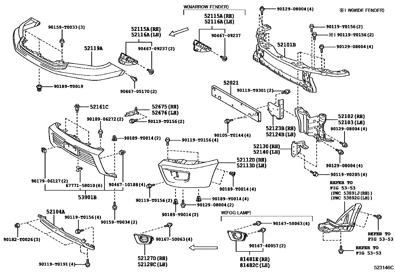 Toyota HILUX 前保险杠及附件 EPC diagram — 523146C