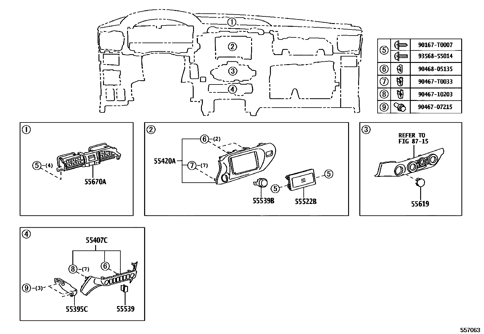 Toyota HILUX 仪表板和手套箱 EPC diagram — 557063
