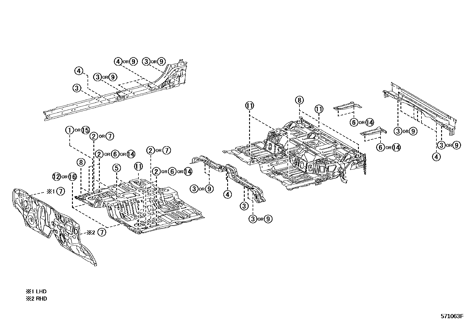 Toyota HILUX hole plug EPC diagram — 571063F