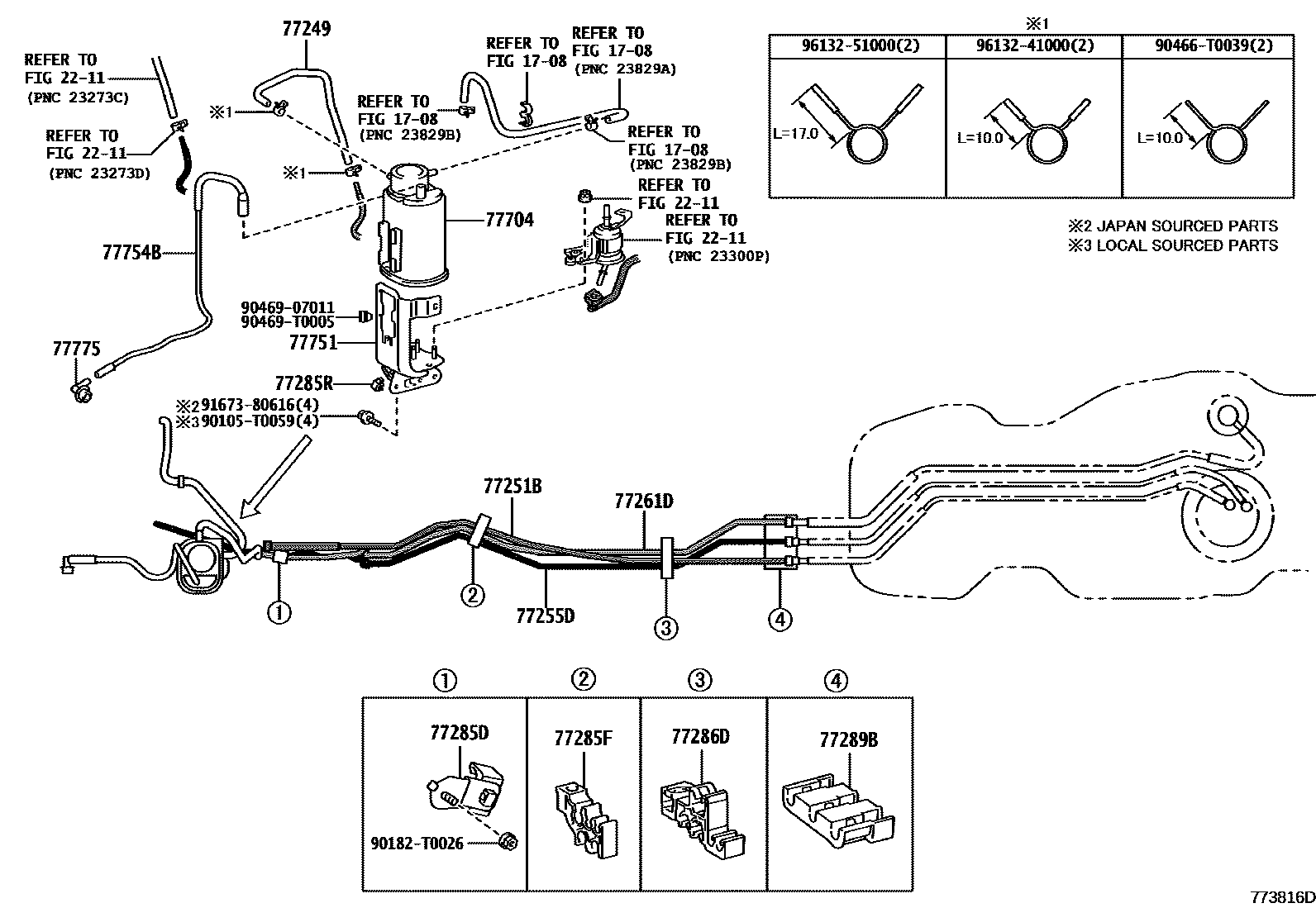 Toyota HILUX 燃油箱和燃油管 EPC diagram — 773816D