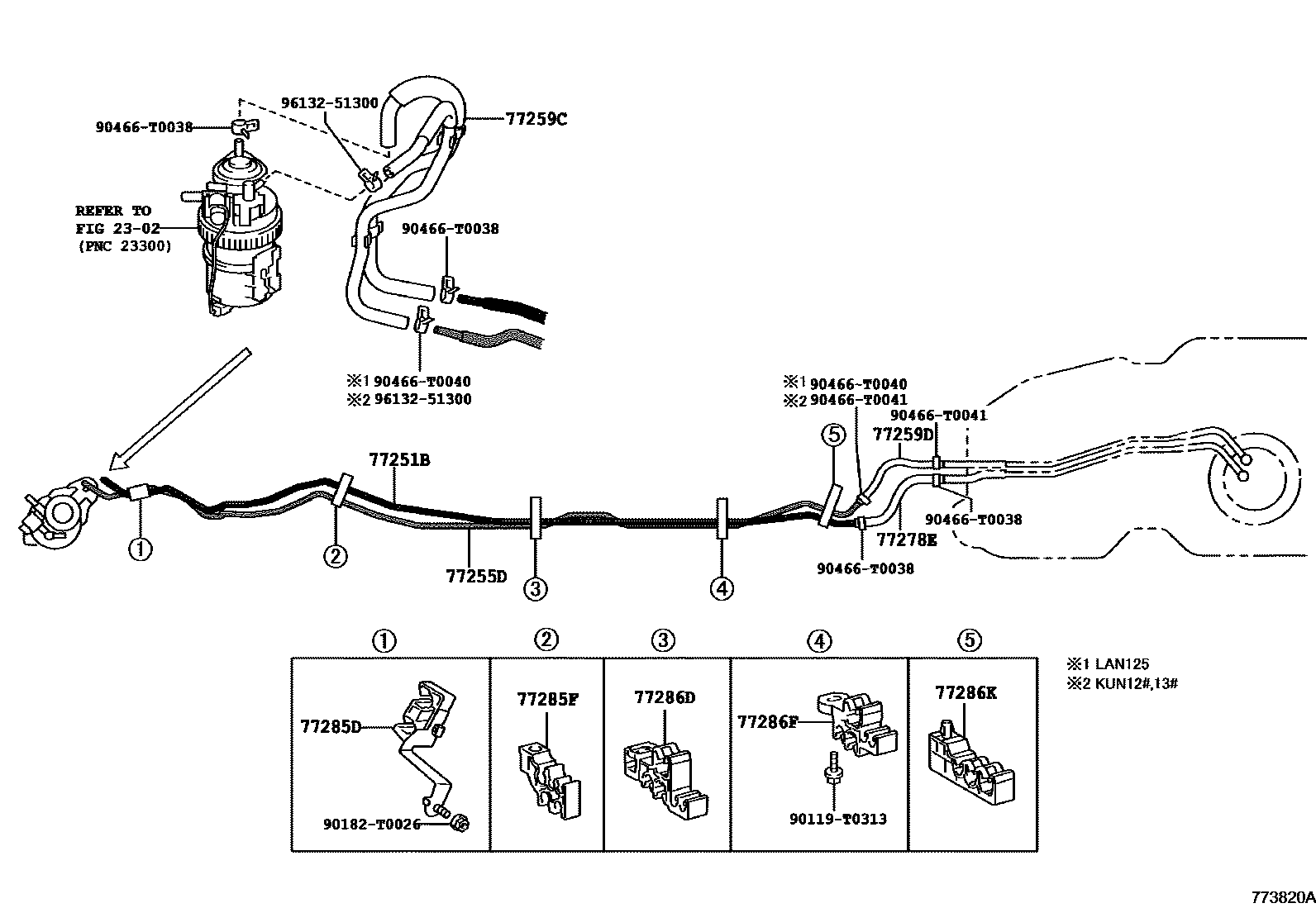 Toyota HILUX 燃油箱和燃油管 EPC diagram — 773820A