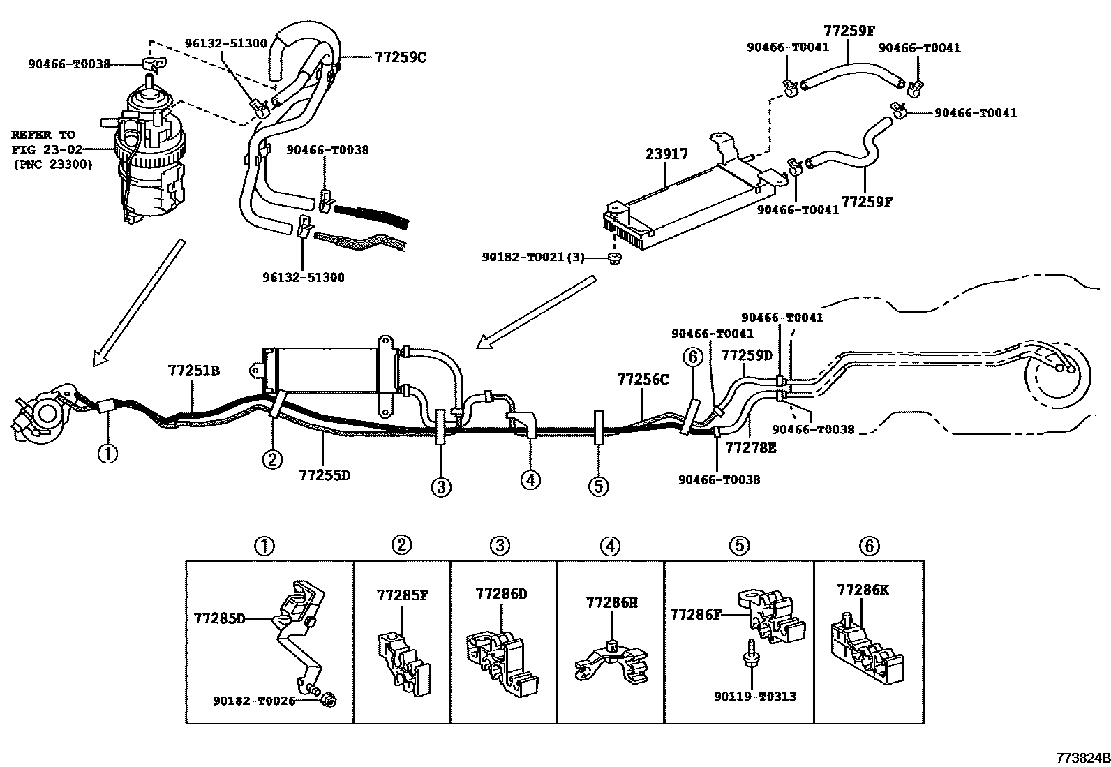 Toyota HILUX 燃油箱和燃油管 EPC diagram — 773824B
