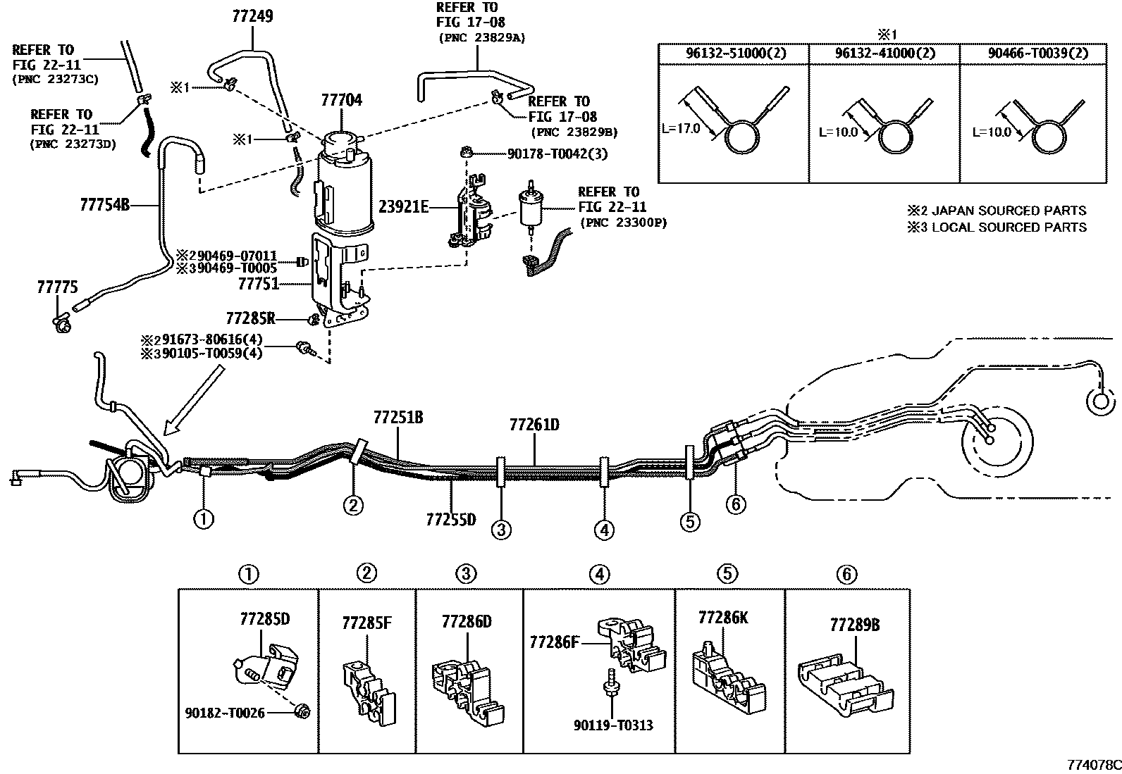 Toyota HILUX 燃油箱和燃油管 EPC diagram — 774078C