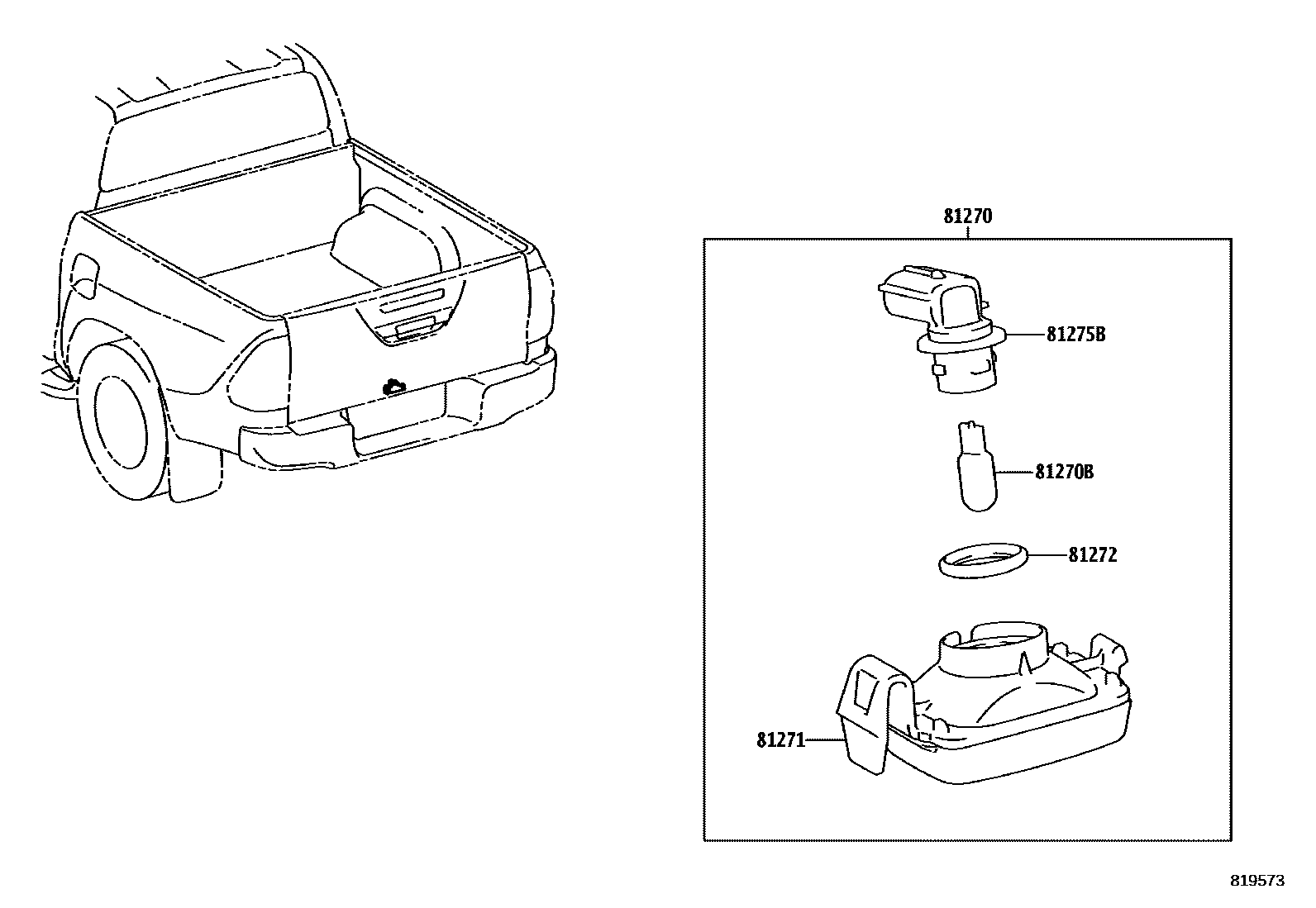 Toyota HILUX 后牌照灯 EPC diagram — 819573