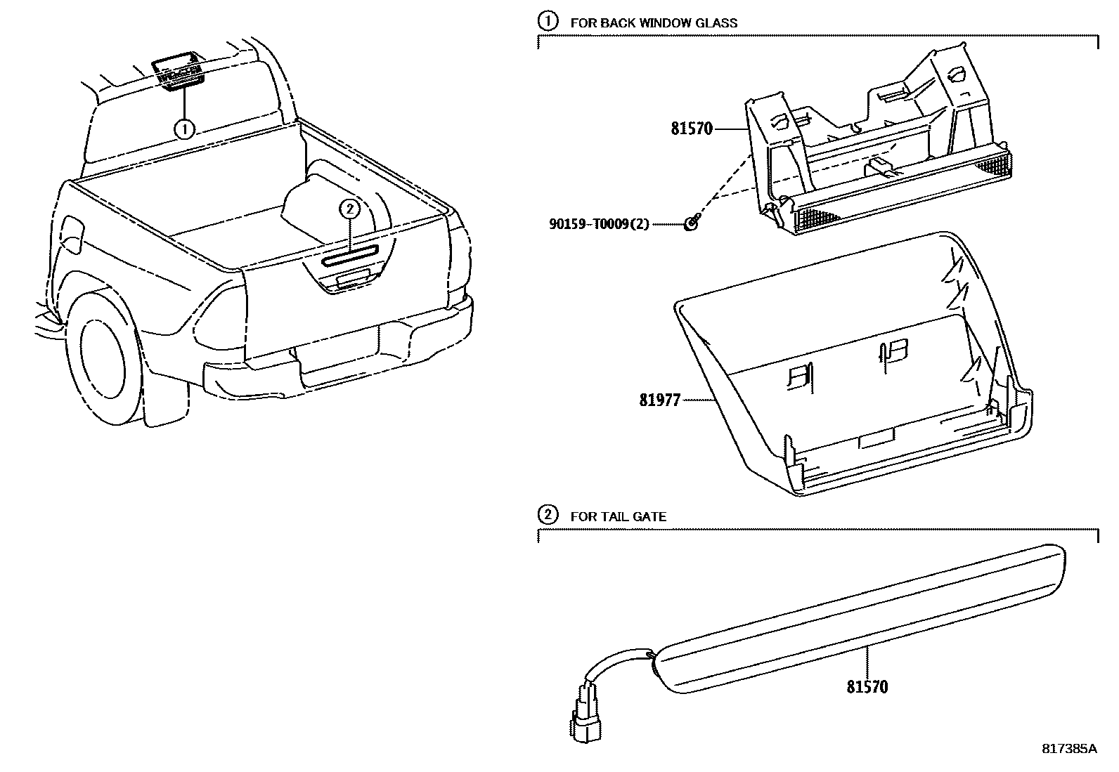 Toyota HILUX 高位刹车灯 EPC diagram — 817385A