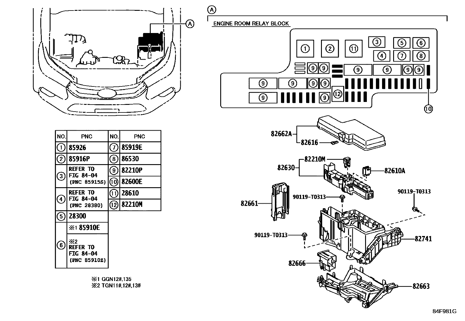 Toyota HILUX 开关和继电器和ECU EPC diagram — 84F981G