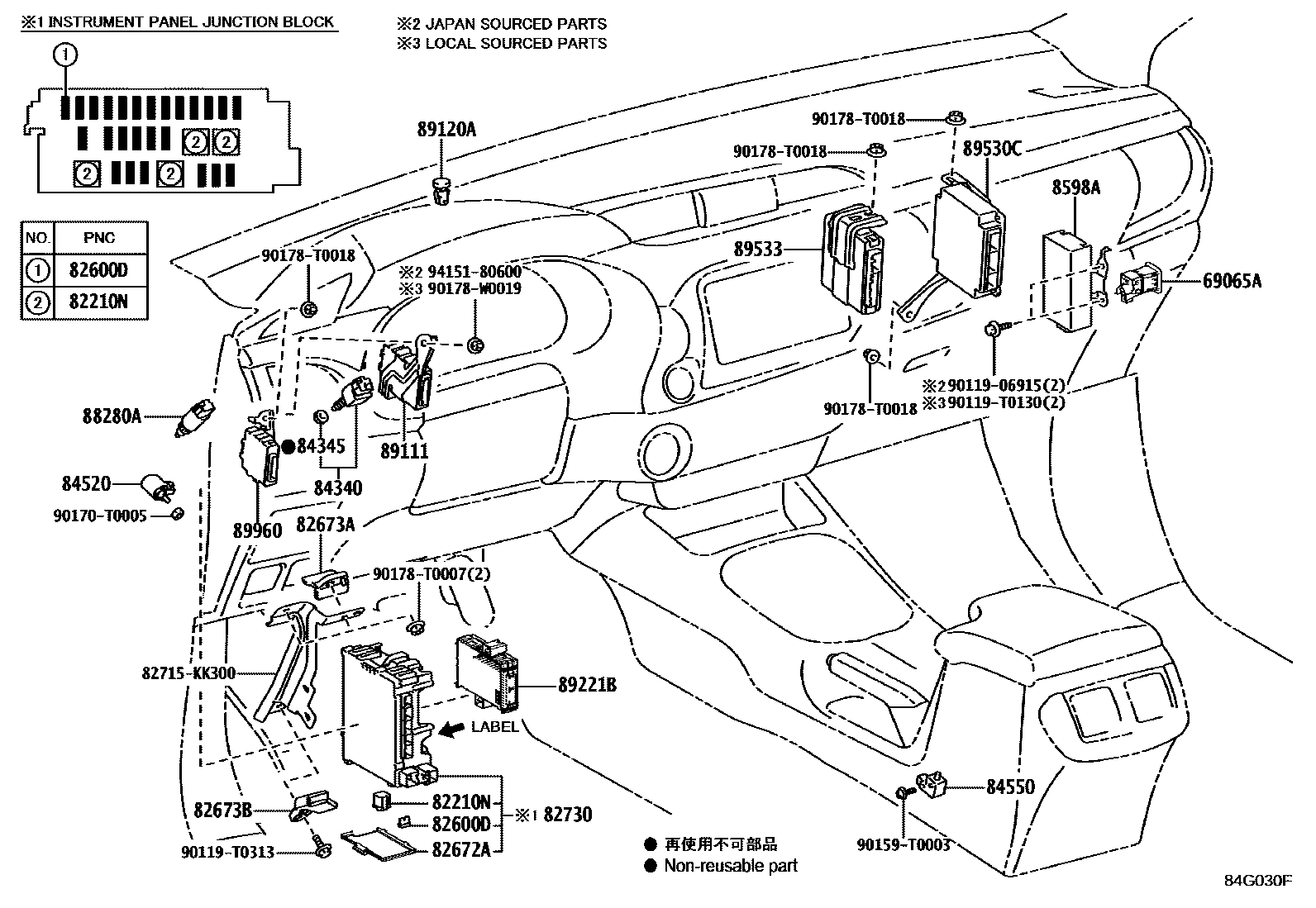 Toyota HILUX 开关和继电器和ECU EPC diagram — 84G030F