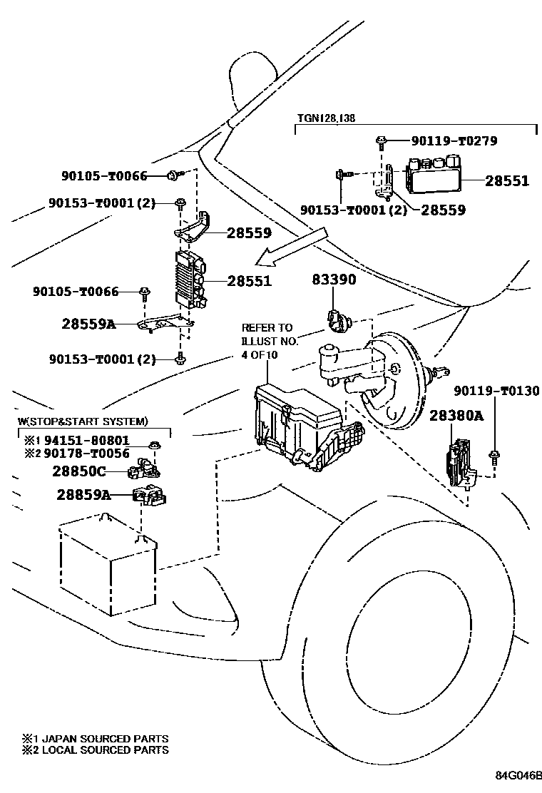 Toyota HILUX 开关和继电器和ECU EPC diagram — 84G046B