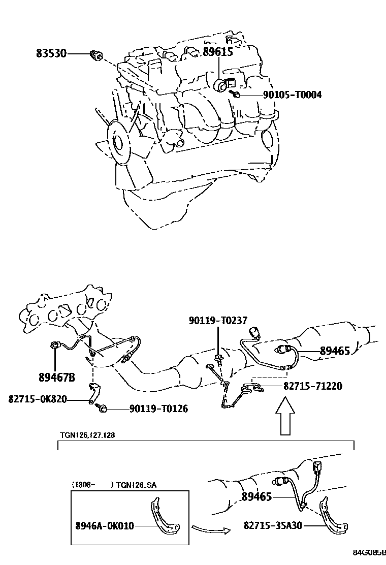 Toyota HILUX 开关和继电器和ECU EPC diagram — 84G085B