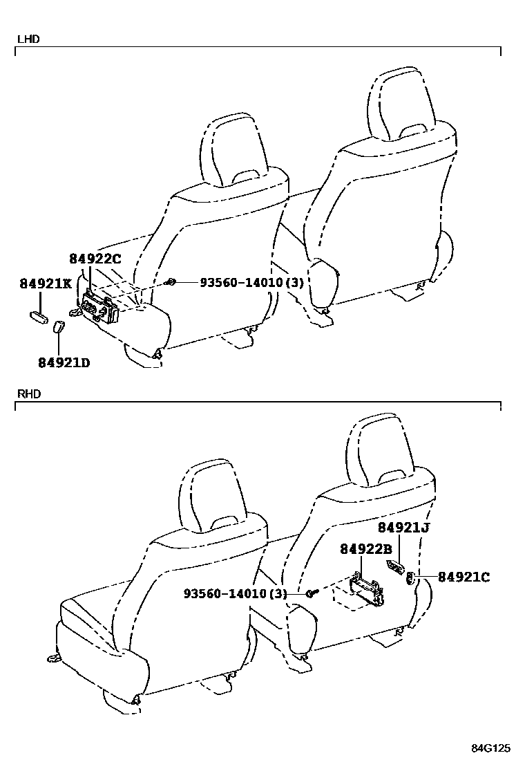 Toyota HILUX 开关和继电器和ECU EPC diagram — 84G125