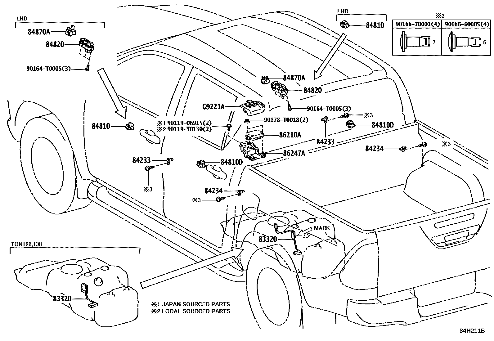 Toyota HILUX 开关和继电器和ECU EPC diagram — 84H211B