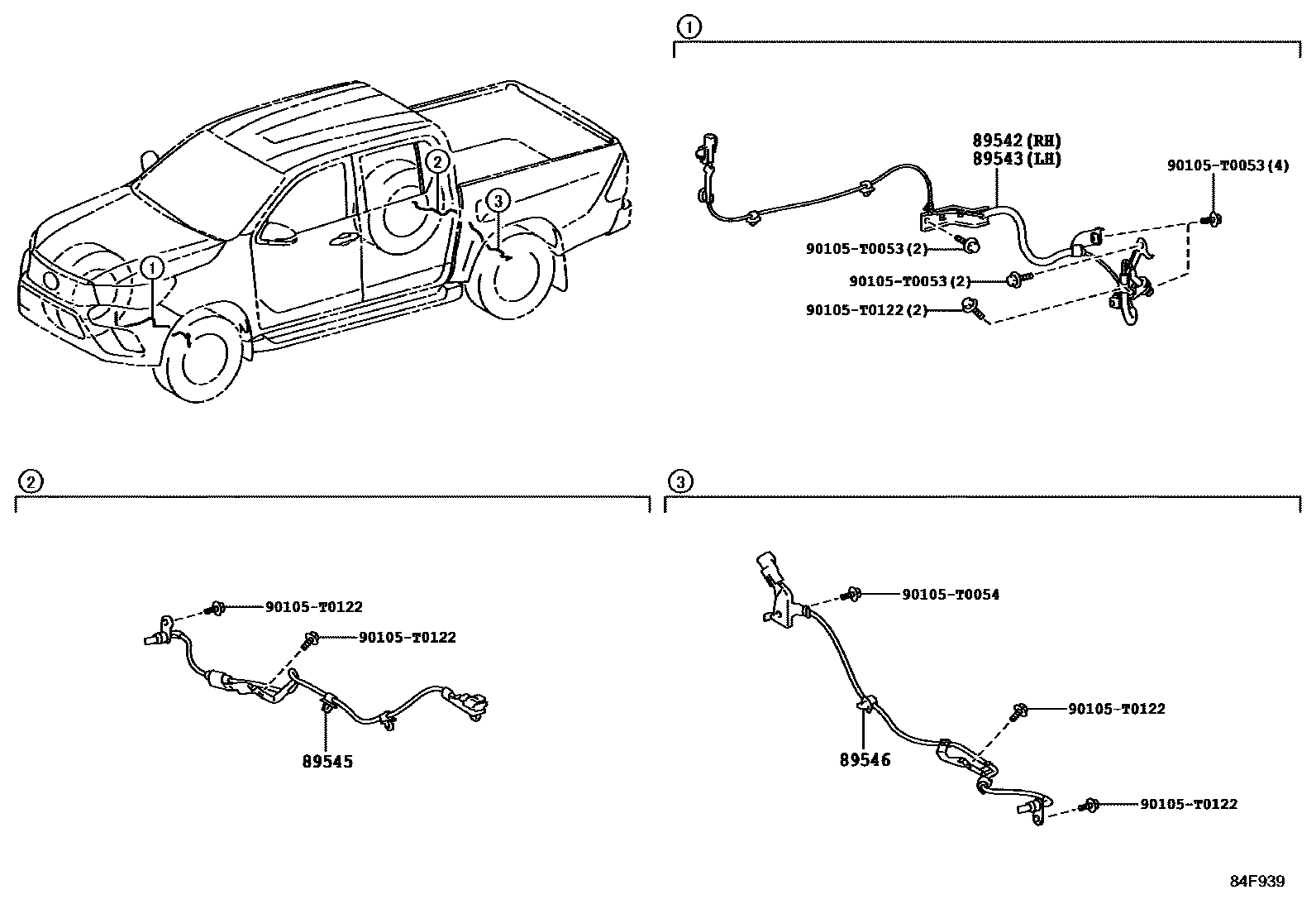 Toyota HILUX ABS 和 VSC EPC diagram — 84F939
