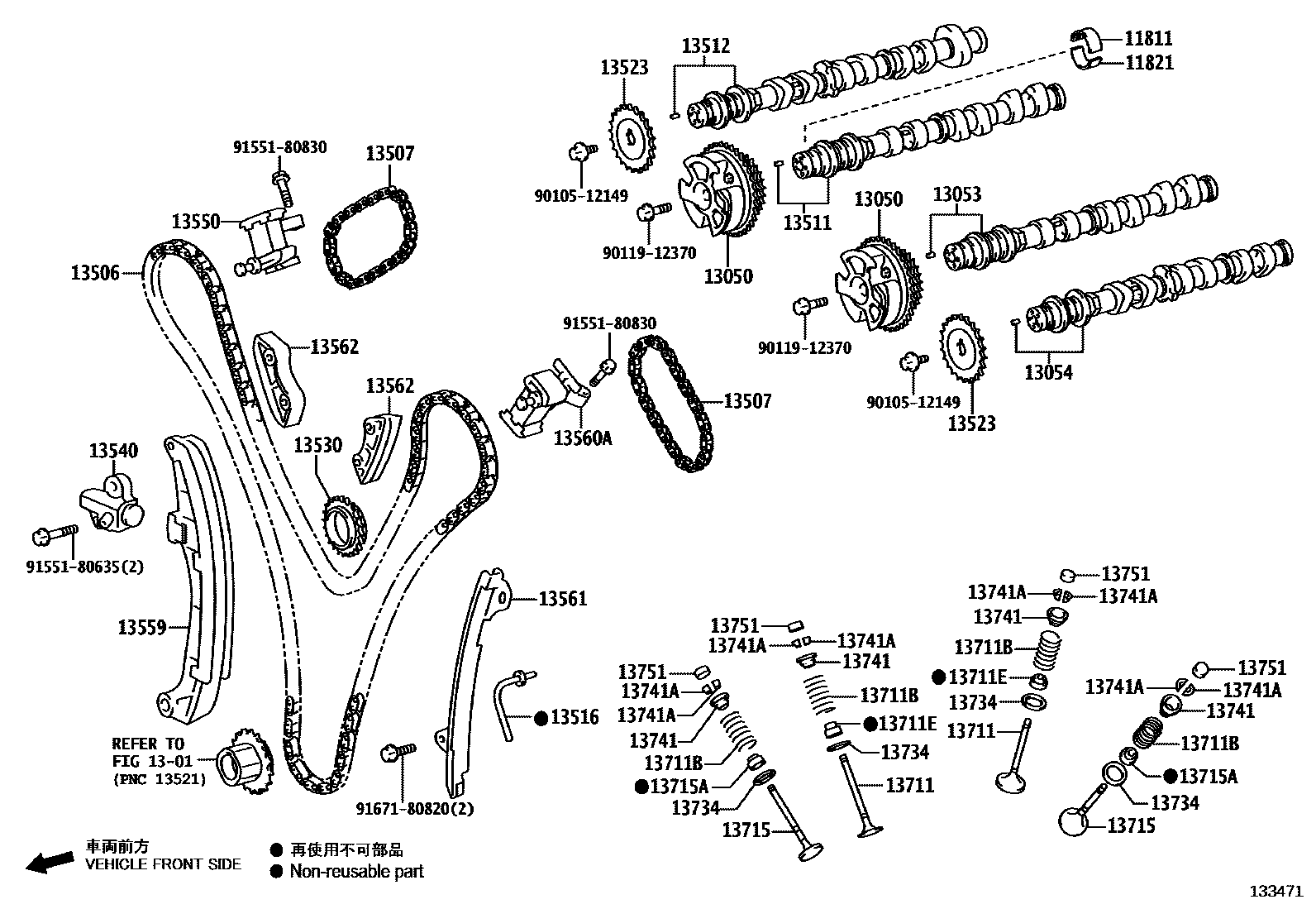 Toyota HILUX Camshaft & Valve EPC diagram — 133471
