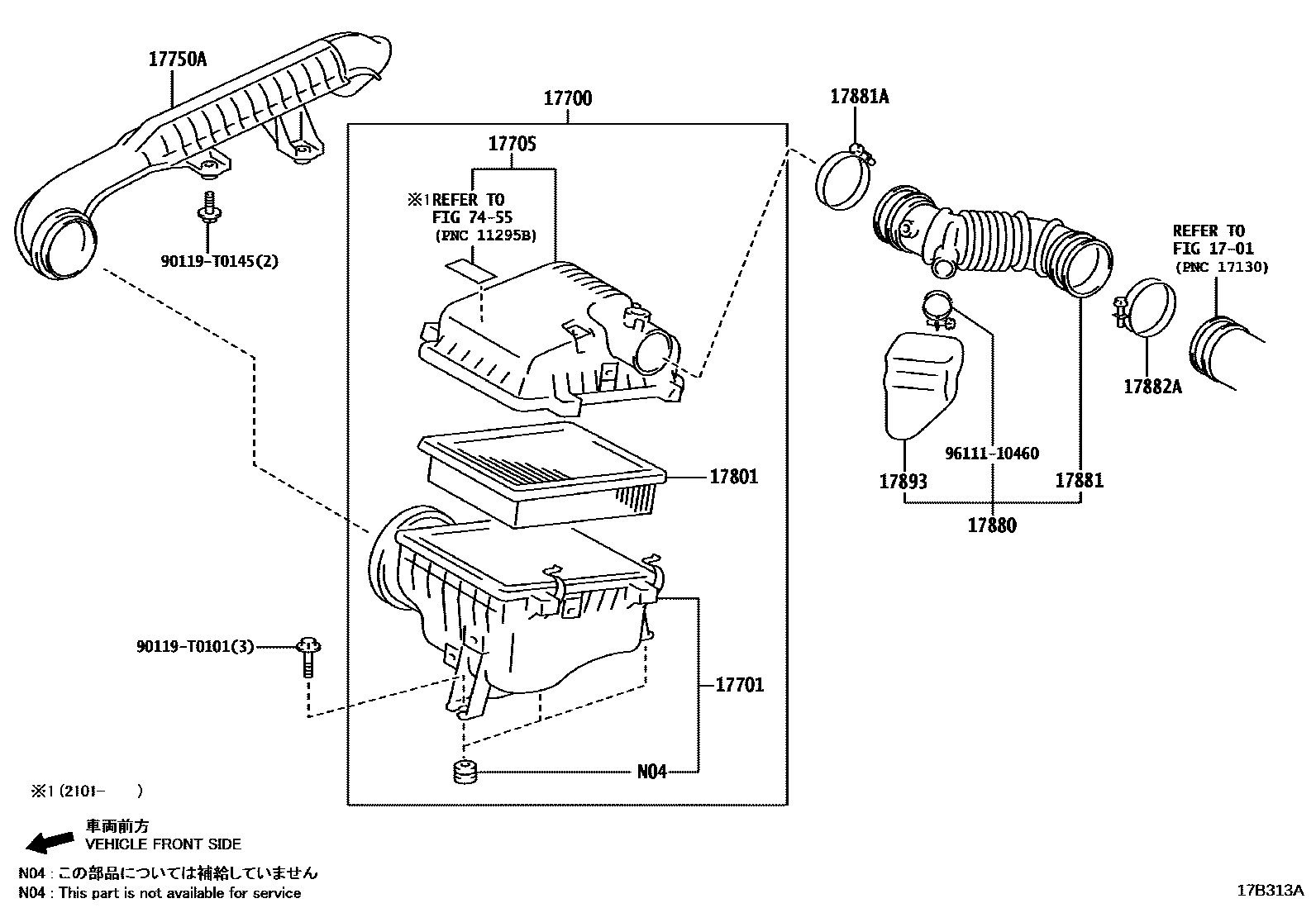 Toyota HILUX Air Cleaner EPC diagram — 17B313A