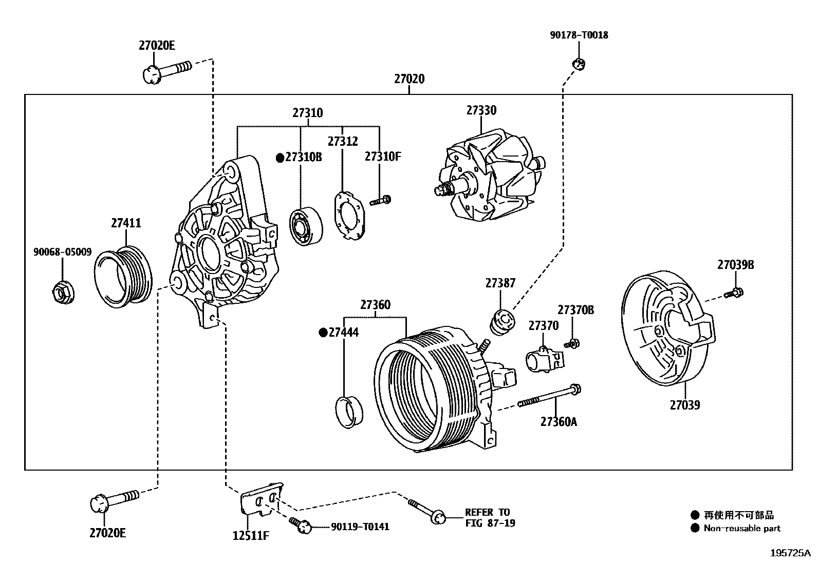 Toyota HILUX Alternator EPC diagram — 195725A