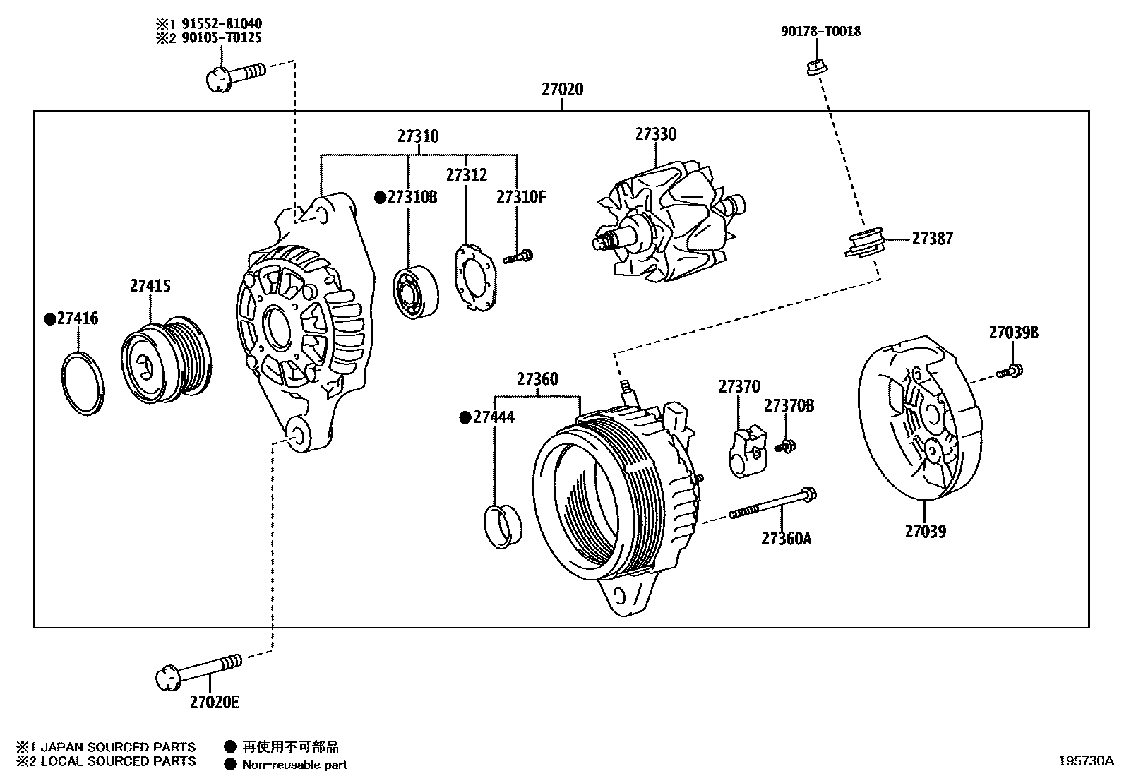 Toyota HILUX Alternator EPC diagram — 195730A