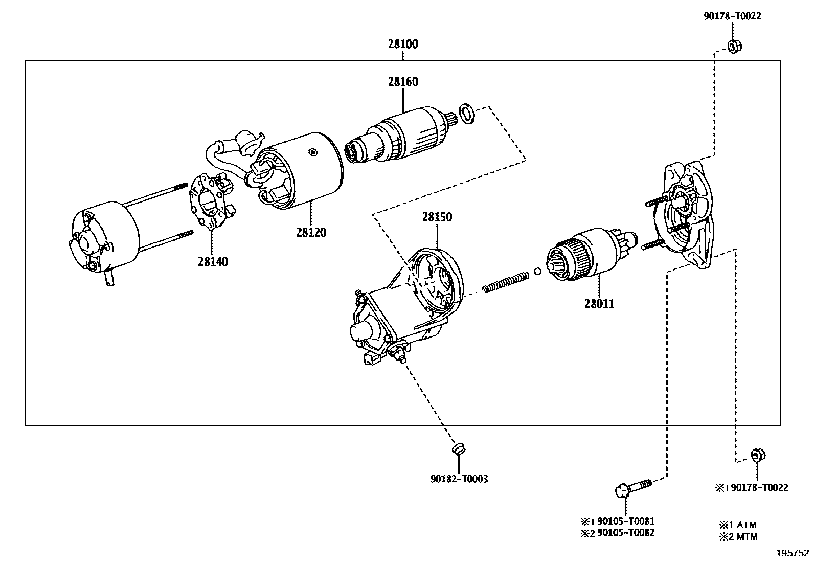 Toyota HILUX 起动机 EPC diagram — 195752