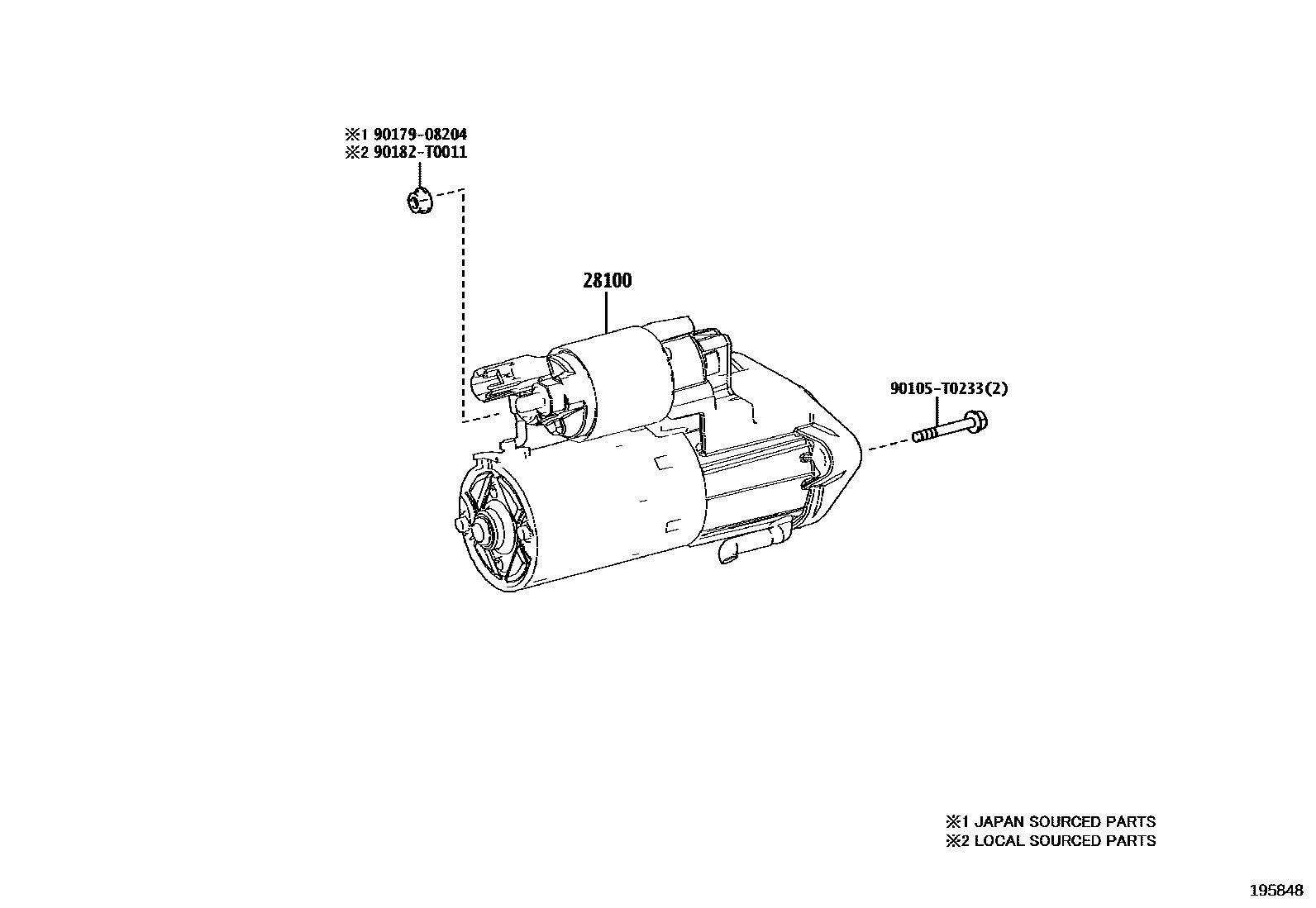 Toyota HILUX 起动机 EPC diagram — 195848