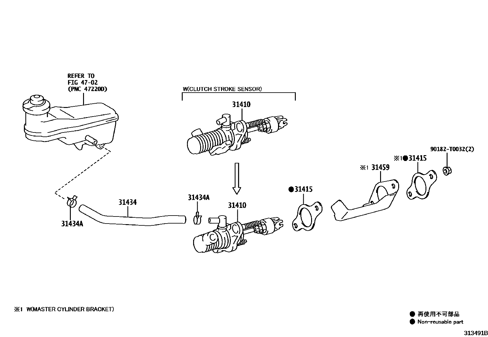 Toyota HILUX 离合器总泵 EPC diagram — 313491B