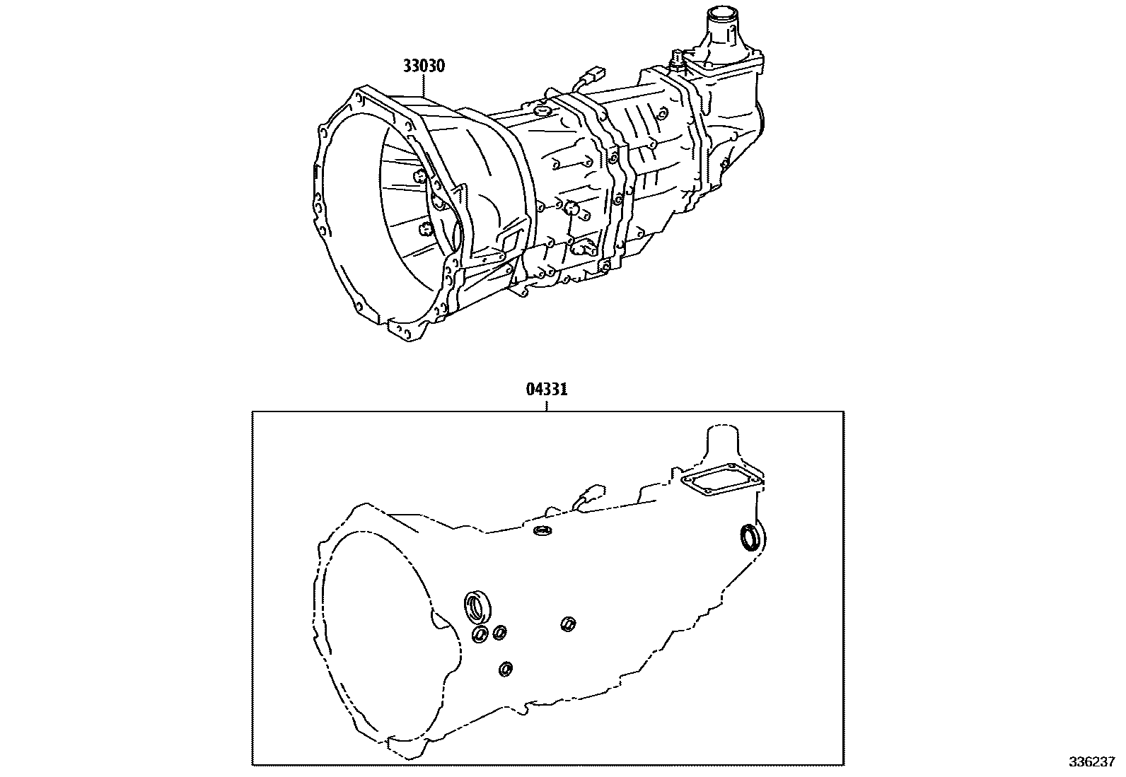 Toyota HILUX 传动桥或变速器总成和衬垫组件(MTM) EPC diagram — 336237