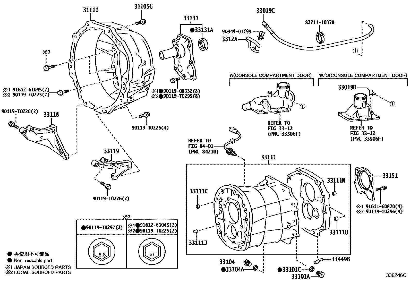 Toyota HILUX 离合器壳和变速器壳(MTM) EPC diagram — 336246C